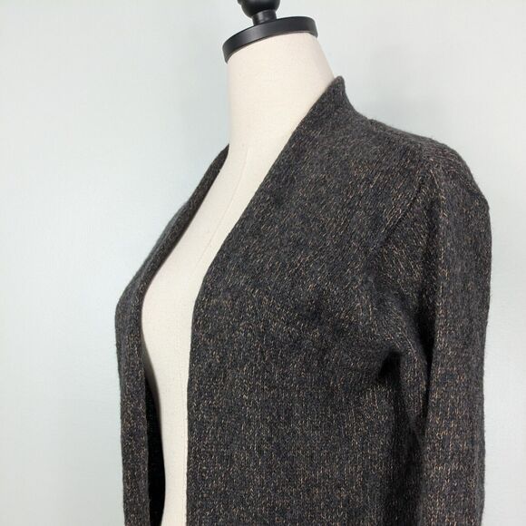 Eileen Fisher Sweaters - Eileen Fisher Cardigan Sweater PM Brown Black Wool Blend Long Open Duster Work